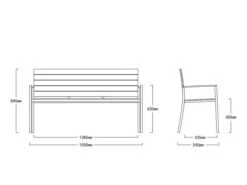 Edelstahl Teakholz Bank Valis 150cm 3-Sitzer -Gartenmöbel Verkäufe edelstahl teakholz gartenbank valis 3 sitzer technische zeichnung 627x627