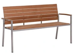 Edelstahl Teakholz Bank Valis 150cm 3-Sitzer