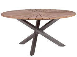 Edelstahl Teak Gartentisch Rhodium Ø134cm