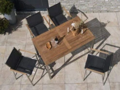 Gartentisch Edelstahl Stehtisch Barolo Teakholz 138x80cm -Gartenmöbel Verkäufe edelstahl teakholz stehtisch bartisch barolo drohnenbild 627x627