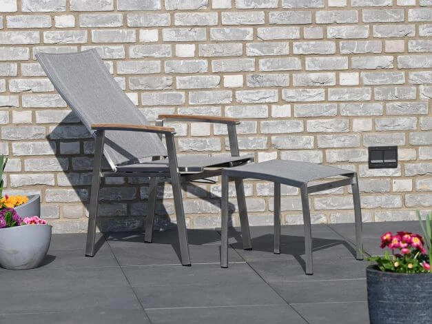 Edelstahl Verstellsessel Rhodium Teak Light-smoke 5 Edelstahl Verstellsessel Rhodium Teak Light-smoke – Bild 3