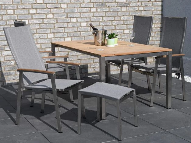 Edelstahl Verstellsessel Rhodium Teak Light-smoke 6 Edelstahl Verstellsessel Rhodium Teak Light-smoke – Bild 4