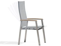 Edelstahl Verstellsessel Rhodium Teak Dark-smoke