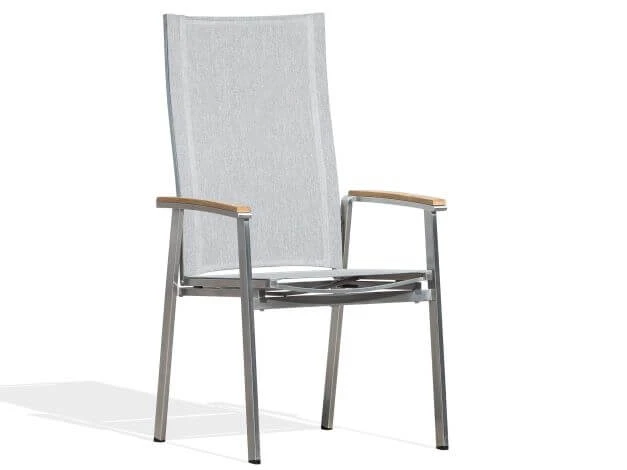 Edelstahl Verstellsessel Rhodium Teak Light-smoke 4 Edelstahl Verstellsessel Rhodium Teak Light-smoke – Bild 2