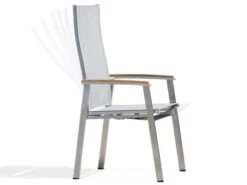 Edelstahl Verstellsessel Rhodium Teak Light-smoke