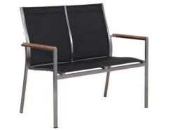 Edelstahl 2-Sitzer Bank Palladium Teak Silvergrey