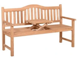 3-Sitzer Teakholz Gartenbank Brighton Mit Klapptisch