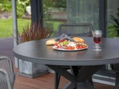 Gartentisch Livingston Ø120cm Alu Anthrazit Sinterstone Dark Grey -Gartenmöbel Verkäufe gartenetisch rund devries livingston 120cm sintered stone dark grey 40777 ambientebild 2 627x627