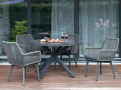 Gartentisch Livingston Ø120cm Alu Anthrazit Sinterstone Dark Grey -Gartenmöbel Verkäufe gartenetisch rund devries livingston 120cm sintered stone dark grey 40777 ambientebild 627x627