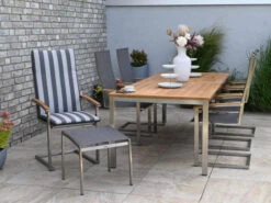 Edelstahl Fußhocker Rhodium Dark-smoke -Gartenmöbel Verkäufe gartentisch ausziehbar edelstahl teakholz valis ambientebild 2 627x627 1