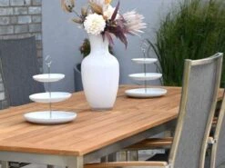 Edelstahl Teak Ausziehtisch Valis 240/310x100cm -Gartenmöbel Verkäufe gartentisch ausziehbar edelstahl teakholz valis detailbild 2 627x627