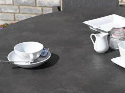 Lift-Tisch Levaro HPL Alu Anthrazit 160x90cm -Gartenmöbel Verkäufe hpl gartentisch laveno rund detailbild hpl nero 627x627 1