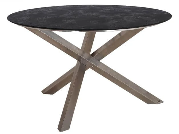 HPL Gartentisch Laveno Ø125cm Kreuzfuß Edelstahl Gebürstet 3 HPL Gartentisch Laveno Ø125cm Kreuzfuß Edelstahl Gebürstet