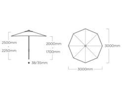 Kettler Sonnenschirm Easy-Push 200x200cm Silber/taupe -Gartenmöbel Verkäufe kettler sonnenschirm schirm easy push 300cm rund masse 627x627