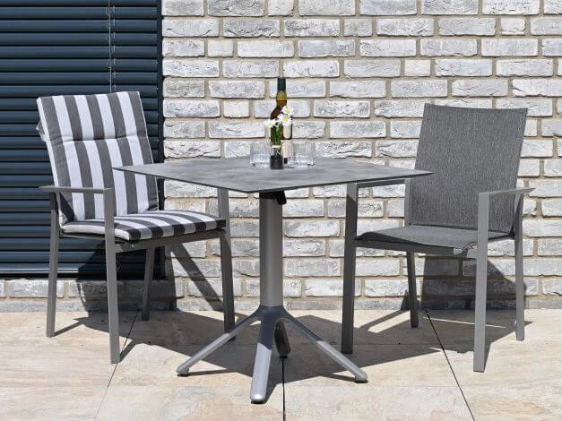 Alu HPL Klapptisch Nemo 80x80cm Graphit Beton-Effekt 4 Alu HPL Klapptisch Nemo 80x80cm Graphit Beton-Effekt – Bild 2