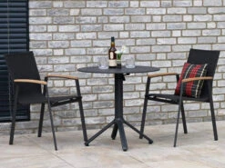 Alu HPL Klapptisch Nemo Ø80cm Anthrazit Slate-Effekt -Gartenmöbel Verkäufe klapptisch garten alu hpl nemo rund schieferoptik ambientebild 627x627