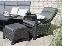 Lounge Fußhocker Chalet Alu Geflecht Mix-grey -Gartenmöbel Verkäufe loungemoebel sessel hocker polyrattan chalet ambientebild 2 627x627