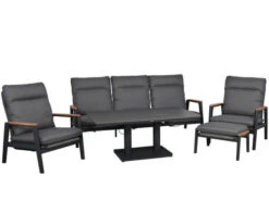 Loungeset Fairfield 5-teilig Multifunktional Aluminium Rope Teak