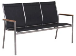 Edelstahl 3-Sitzer Bank Palladium Teak Silvergrey