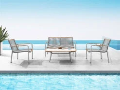 Loungeset Elara 4-teilig Edelstahl Rope Teak -Gartenmöbel Verkäufe luense edelstahl rope teak loungeset elara ambientebild 627x627