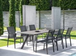 Cervo Hochlehner Stapelstuhl Alu Rope Schwarz -Gartenmöbel Verkäufe niehoff cervo hochlehner stapelstuhl alu anthrazit rope schwarz ambientebild 1 627x627