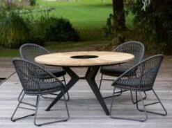 Gartentisch NEXOR Stahl Anthrazit Teakholz 7 Gartentisch NEXOR Stahl Anthrazit Teakholz -Gartenmöbel Verkäufe niehoff gartentisch nexor rund ambientebild 627x627