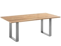 Tisch Noah Edelstahl Profilkufe Teak Recycelt 180x100cm