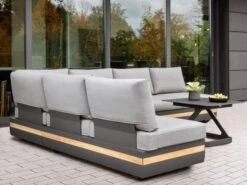 3-teiliges Volano Eck-Loungeset Alu-Teak Mit Funktion -Gartenmöbel Verkäufe niehoff volano lounge loungeset loungeecke loungegruppe aluminium teak ambientebild 627x627 1
