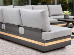 Volano Loungesofa 2-Sitzer Alu-Teak -Gartenmöbel Verkäufe niehoff volano lounge sofa 2 sitzer alu anthrazit teakholz detailbild 627x627