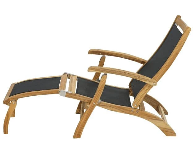 Deckchair Fairchild Teak Textilene® Schwarz 4 Deckchair Fairchild Teak Textilene® Schwarz – Bild 2