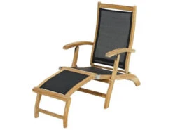 Deckchair Fairchild Teak Textilene® Schwarz
