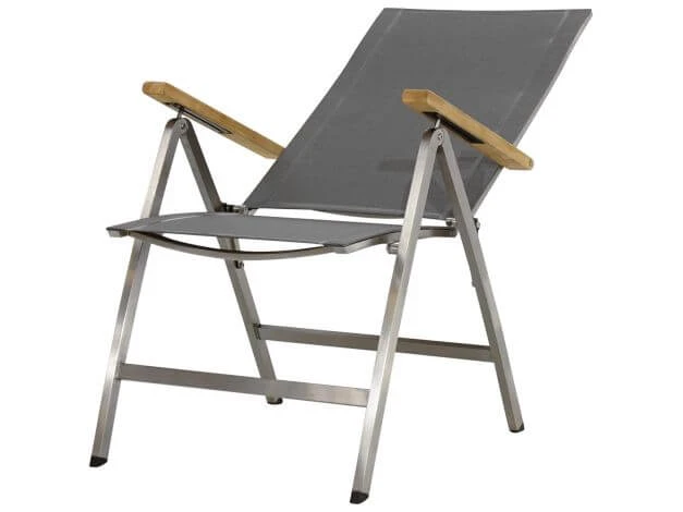 Hochlehner Klappsessel Columbia Edelstahl Teak Armlehne 4 Hochlehner Klappsessel Columbia Edelstahl Teak Armlehne – Bild 2