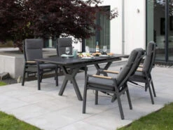 Dining Relaxsessel Montana Alu Anthrazit Teak -Gartenmöbel Verkäufe relaxsessel gartensessel devries montana ambientebild 1 627x627