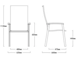 Edelstahl Highback Stapelsessel Rhodium Teak Light-smoke -Gartenmöbel Verkäufe rhodium edelstahl stapelsessel hoch technische zeichnung 627x627
