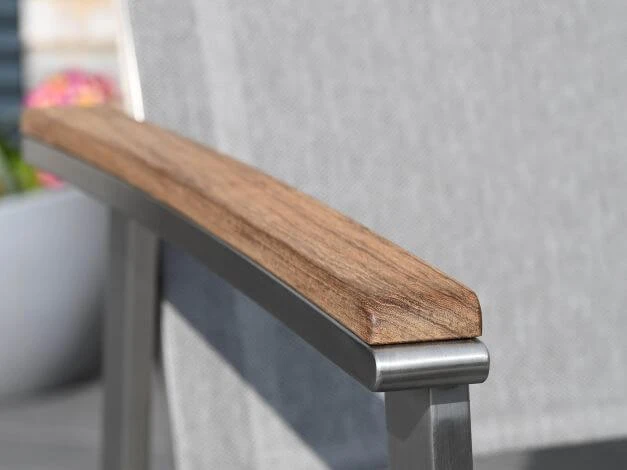 Edelstahl Verstellsessel Rhodium Teak Light-smoke 7 Edelstahl Verstellsessel Rhodium Teak Light-smoke – Bild 5