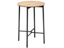 Bartisch Napoli Ø70cm Edelstahl Beschichtet Anthracite Teakholz