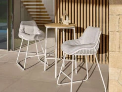 Bartisch Napoli Ø70cm Edelstahl Beschichtet White Teakholz -Gartenmöbel Verkäufe solpuri bartisch napoli edelstahl beschichtet white 70cm rund teak ambientebild 2 627x627