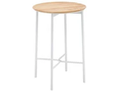 Bartisch Napoli Ø70cm Edelstahl Beschichtet White Teakholz