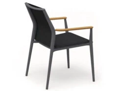 Carla Stapelsessel Alu Anthracite Softex Coal Teak-Armlehne -Gartenmöbel Verkäufe solpuri carla stapelsessel anthracite softex coal rueckansicht 627x627