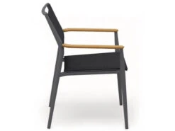 Carla Stapelsessel Alu Anthracite Softex Coal Teak-Armlehne -Gartenmöbel Verkäufe solpuri carla stapelsessel anthracite softex coal seitenansicht 627x627