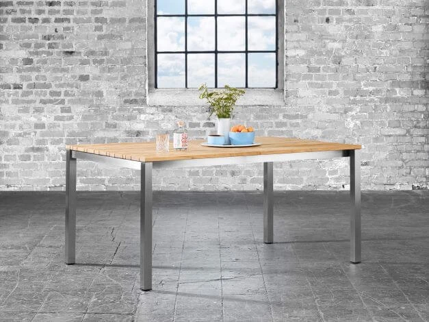 Dining Tisch Classic Edelstahl Teak 6 Dining Tisch Classic Edelstahl Teak – Bild 4