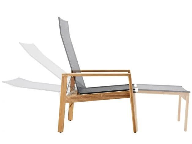 Deckchair Safari Inkl. Hocker Teak Softex Coal 5 Deckchair Safari Inkl. Hocker Teak Softex Coal – Bild 3