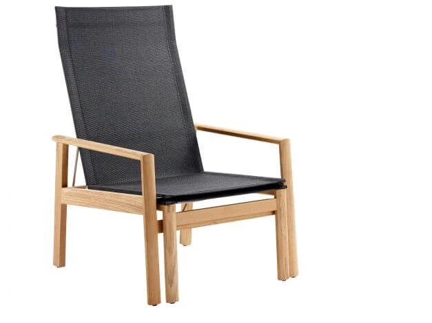 Deckchair Safari Inkl. Hocker Teak Softex Coal 6 Deckchair Safari Inkl. Hocker Teak Softex Coal – Bild 4