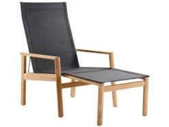 Deckchair Safari Inkl. Hocker Teak Softex Coal
