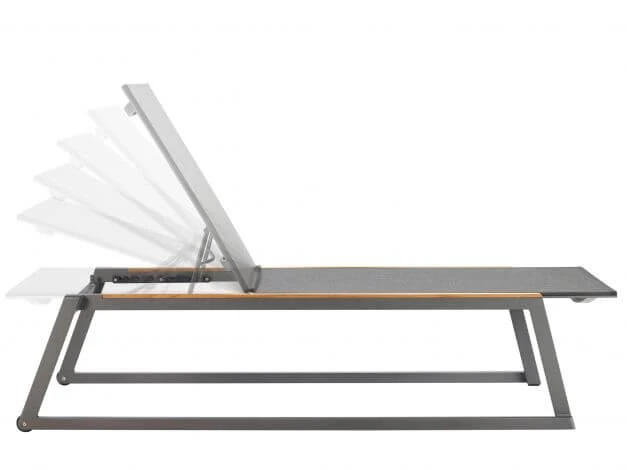 Liege Foxx Aluminium Anthracite Softex Coal Teak-Armlehne 4 Liege Foxx Aluminium Anthracite Softex Coal Teak-Armlehne – Bild 2