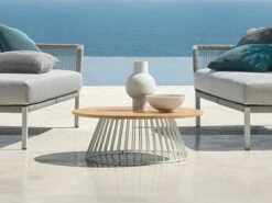 Grid Lounge- Und Beistelltisch Alu White Teak -Gartenmöbel Verkäufe solpuri grid lounge beistelltisch white ambientebild 1 627x627