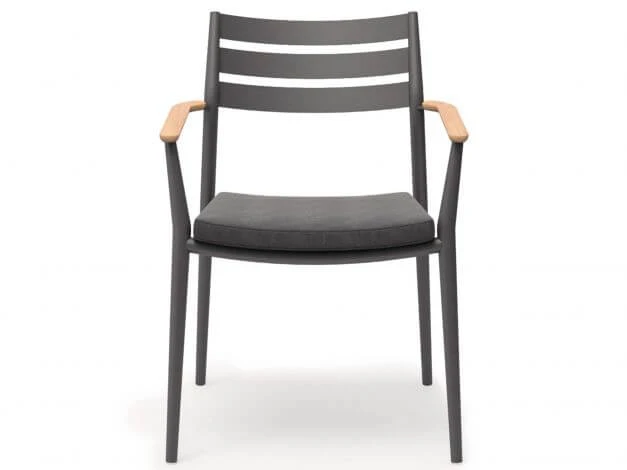 Pia Stapelsessel Alu Anthracite Mit Teak-Armlehne Inkl. Sitzpolster 4 Pia Stapelsessel Alu Anthracite Mit Teak-Armlehne Inkl. Sitzpolster – Bild 2