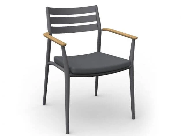 Pia Stapelsessel Alu Anthracite Mit Teak-Armlehne Inkl. Sitzpolster 3 Pia Stapelsessel Alu Anthracite Mit Teak-Armlehne Inkl. Sitzpolster