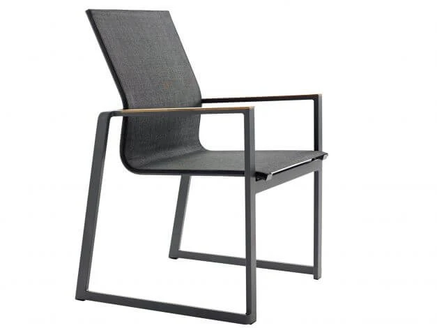 Stapelsessel Foxx Alu Anthracite Softex Coal Teak-Armlehne 3 Stapelsessel Foxx Alu Anthracite Softex Coal Teak-Armlehne