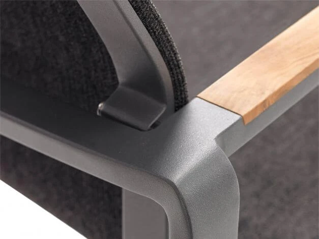 Stapelsessel Foxx Alu Anthracite Softex Coal Teak-Armlehne 4 Stapelsessel Foxx Alu Anthracite Softex Coal Teak-Armlehne – Bild 2